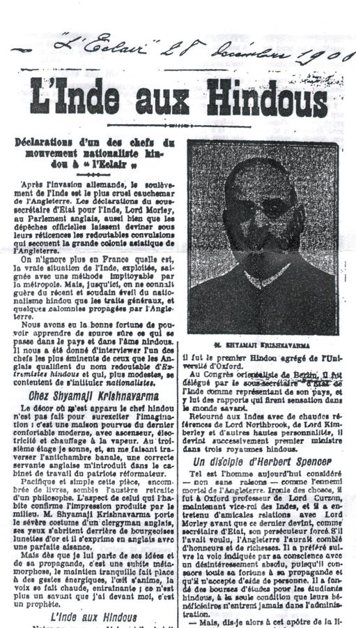 PANDIT SHYAMAJI IN NEWSPAPERS